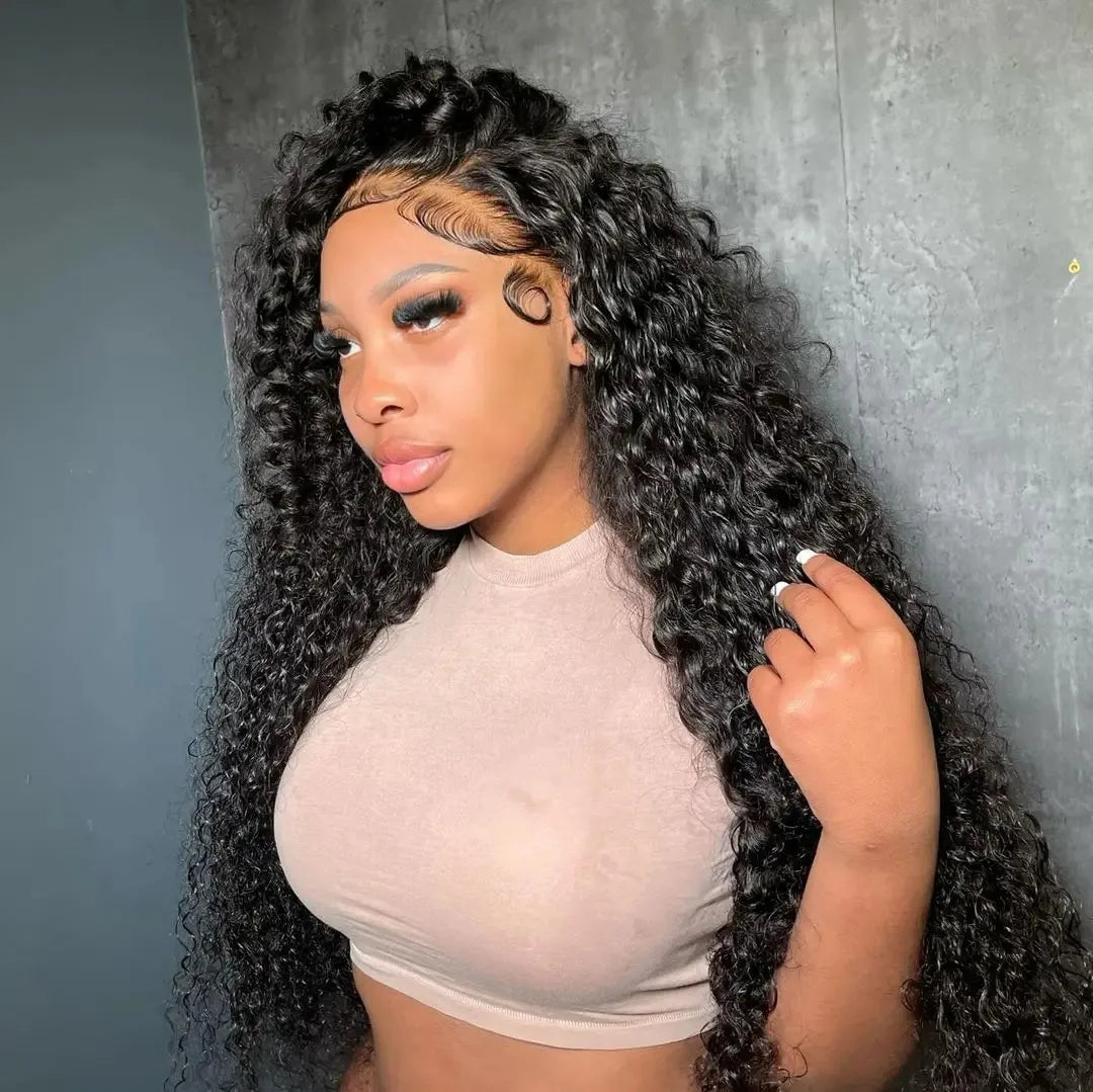 40” Deep Wave Glueless Wig – 13x4/13x6 HD Lace, Curly Human Hair
