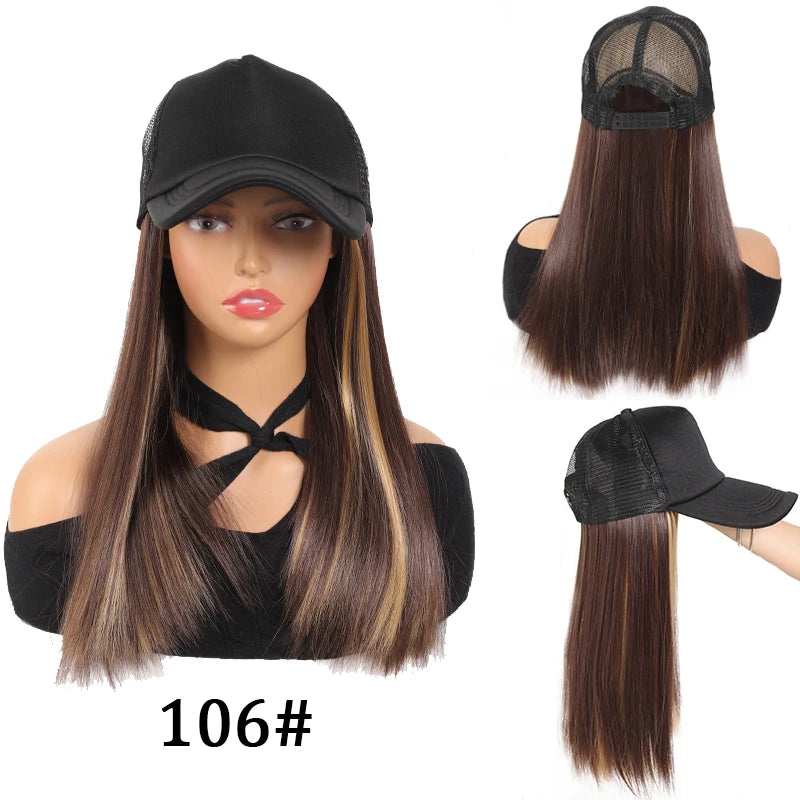Black Duck Tongue Sponge Hat Wig – Long Straight Synthetic Hair