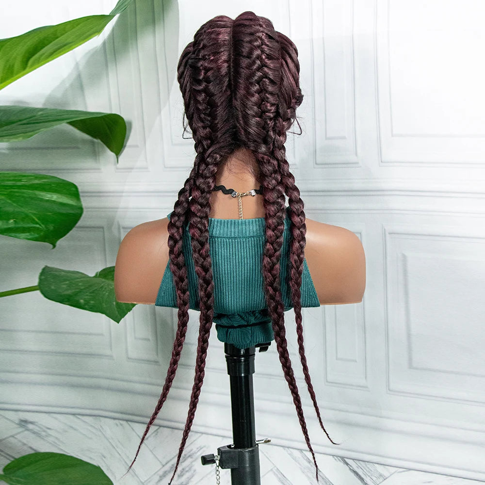 26” Synthetic Box Braids Wig – Lace Front with Baby Hair