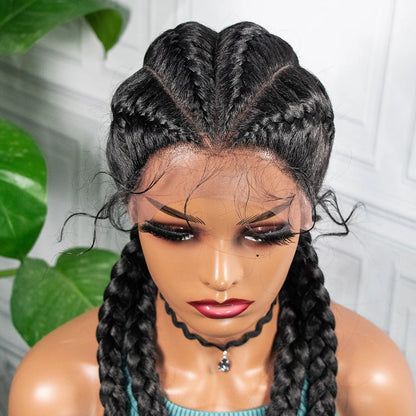 26” Synthetic Box Braids Wig – Lace Front with Baby Hair