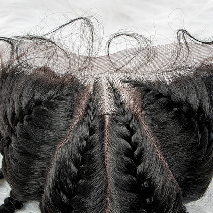 26” Synthetic Dutch Twin Cornrows Wig – Lace Front with Baby Hair