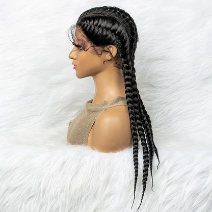 26” Synthetic Dutch Twin Cornrows Wig – Lace Front with Baby Hair
