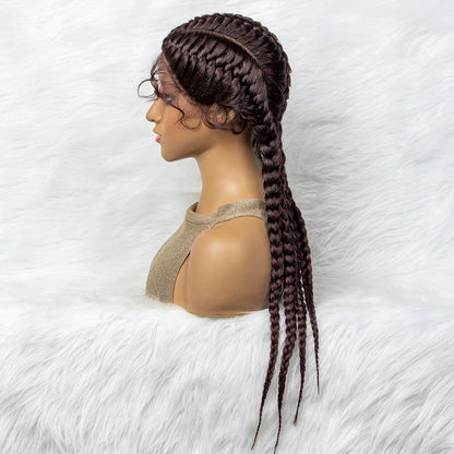 26” Synthetic Dutch Twin Cornrows Wig – Lace Front with Baby Hair