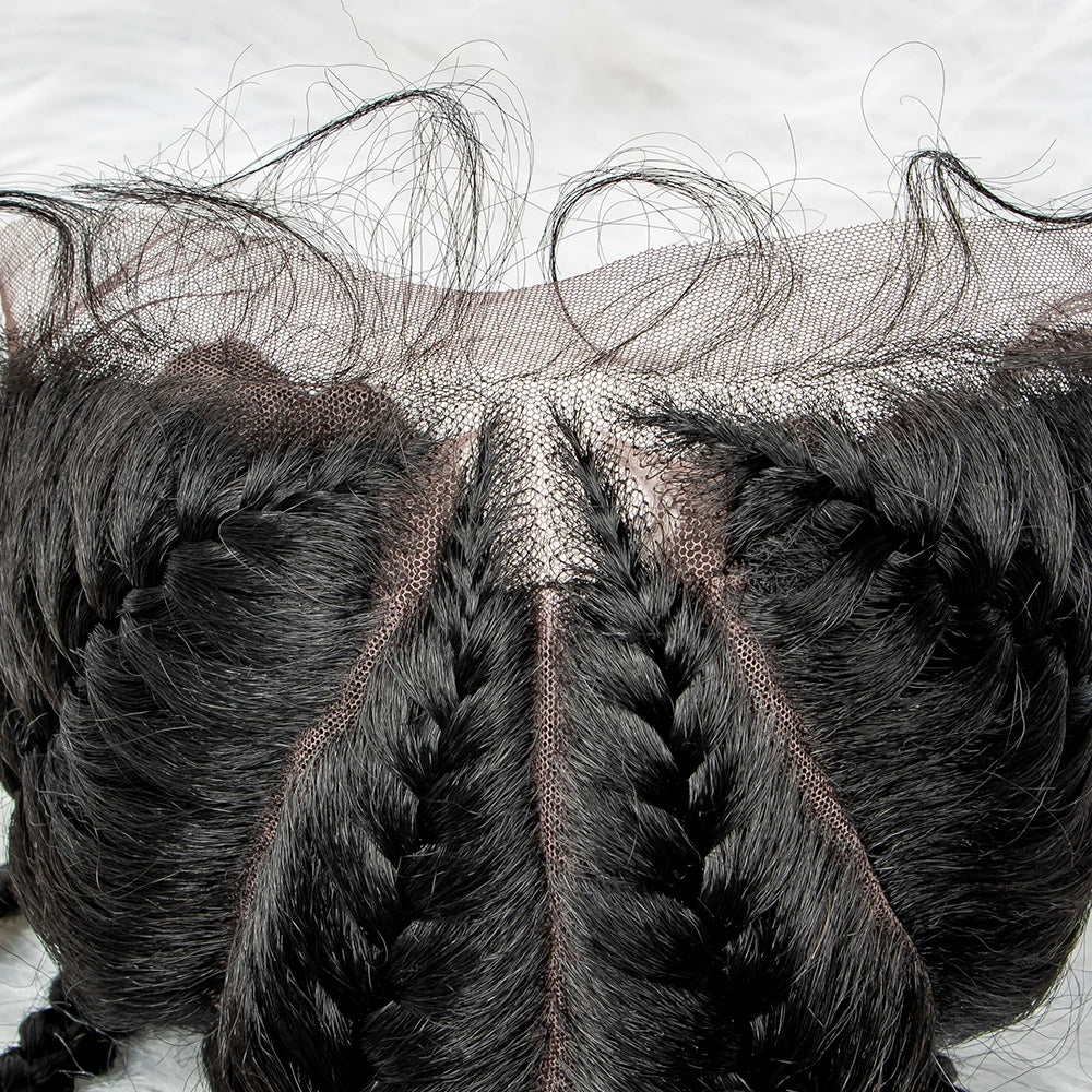 26” Synthetic Dutch Twin Cornrows Wig – Lace Front with Baby Hair