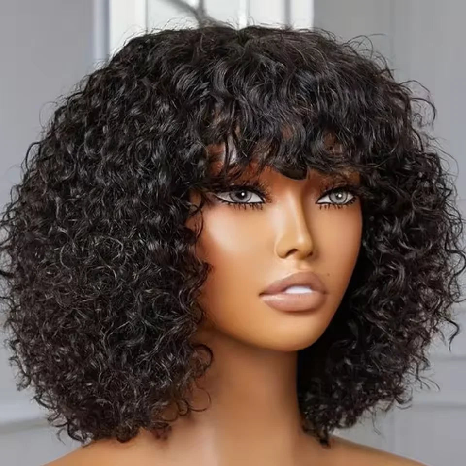 Jerry Short Pixie Bob Wig – Peruvian Human Hair, Honey Highlights