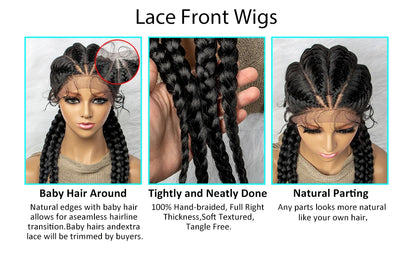 26” Synthetic Dutch Twin Cornrows Wig – Lace Front with Baby Hair