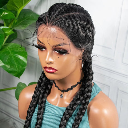 26” Synthetic Box Braids Wig – Lace Front with Baby Hair