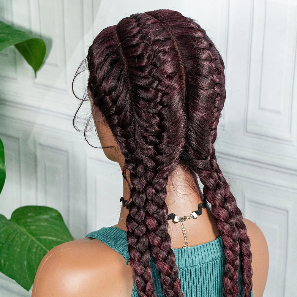 26” Synthetic Box Braids Wig – Lace Front with Baby Hair