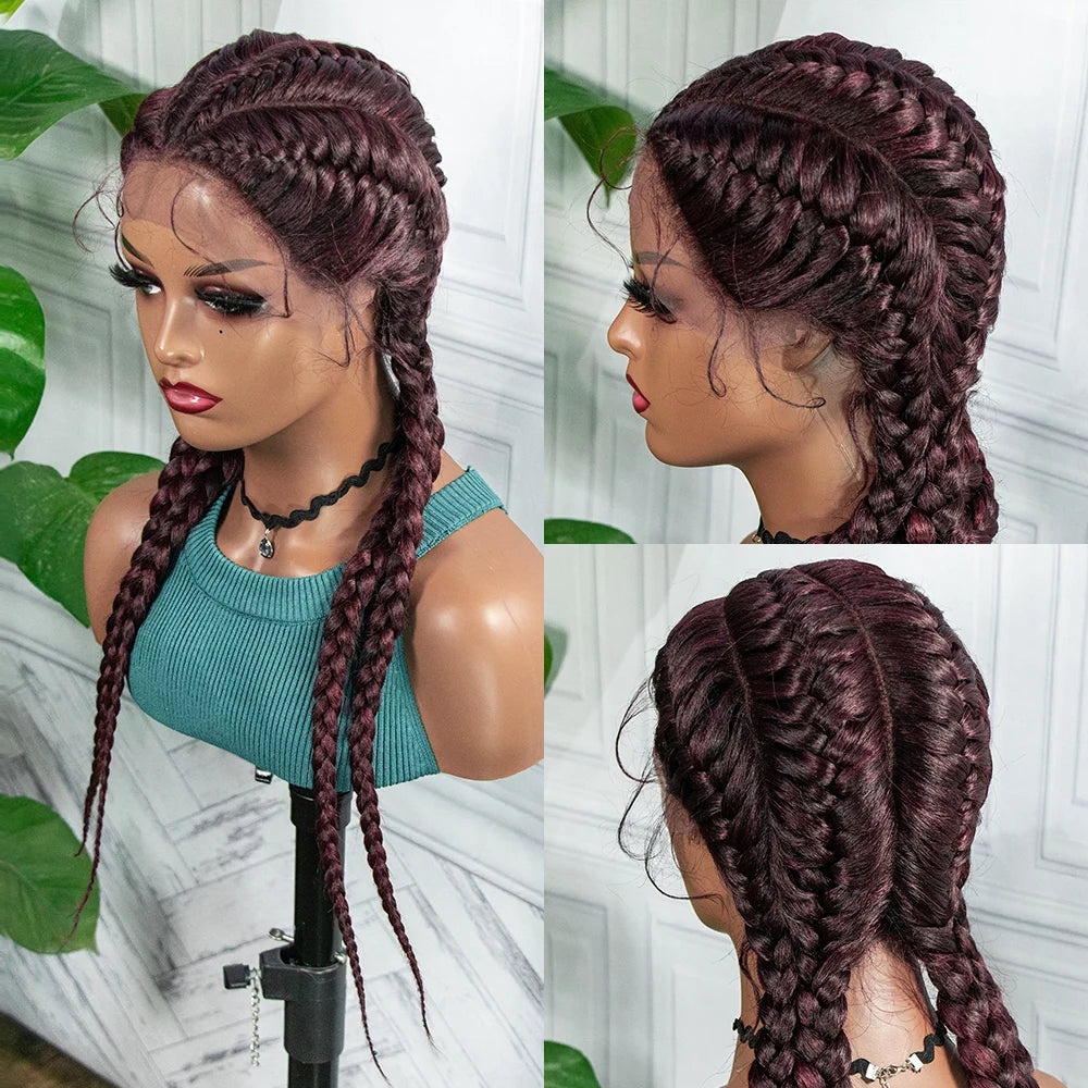 26” Synthetic Box Braids Wig – Lace Front with Baby Hair