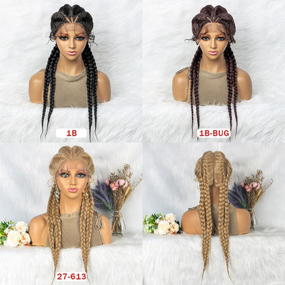 26” Synthetic Dutch Twin Cornrows Wig – Lace Front with Baby Hair