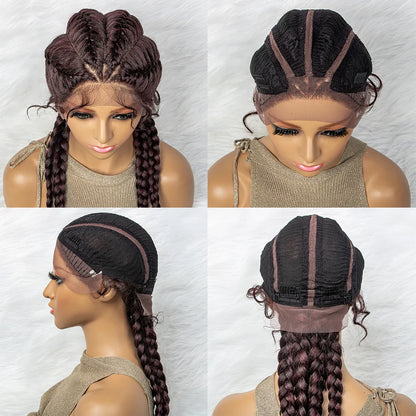 26” Synthetic Dutch Twin Cornrows Wig – Lace Front with Baby Hair