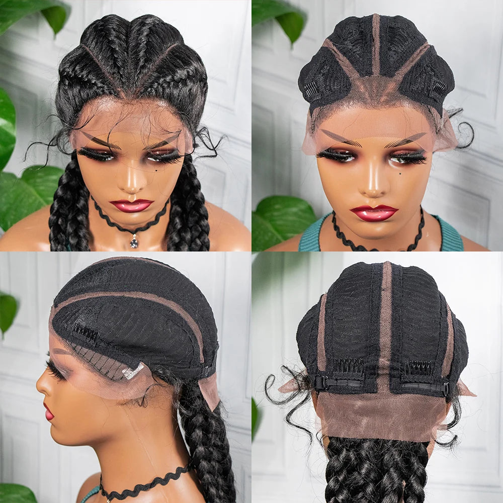 26” Synthetic Box Braids Wig – Lace Front with Baby Hair