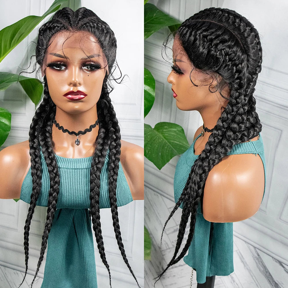 26” Synthetic Box Braids Wig – Lace Front with Baby Hair