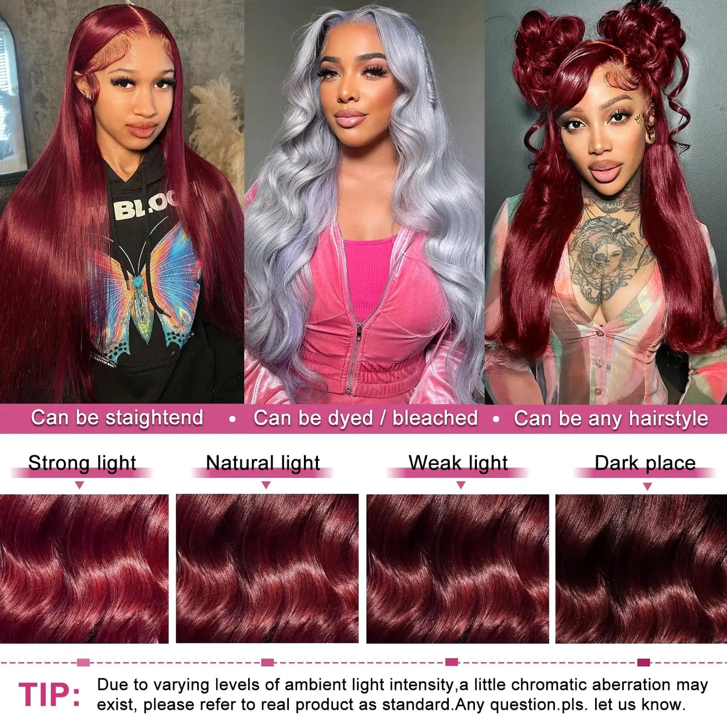 250% Density 34” Burgundy Body Wave Wig – 13x6 HD Lace, Brazilian Human Hair
