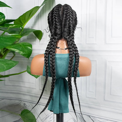 26” Synthetic Box Braids Wig – Lace Front with Baby Hair