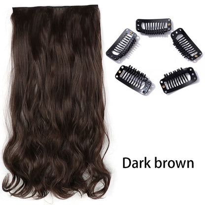 Long Straight Clip-In Hair Extension – 5 Clips, Heat-Resistant Synthetic Hair