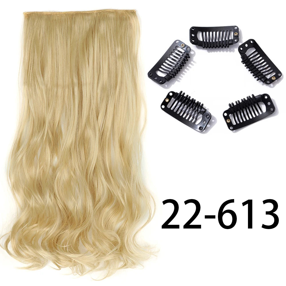 Long Straight Clip-In Hair Extension – 5 Clips, Heat-Resistant Synthetic Hair