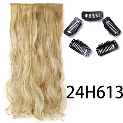 Long Straight Clip-In Hair Extension – 5 Clips, Heat-Resistant Synthetic Hair