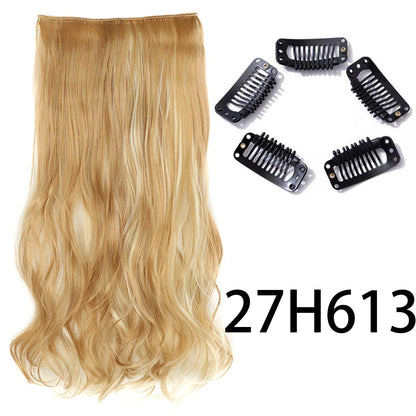 Long Straight Clip-In Hair Extension – 5 Clips, Heat-Resistant Synthetic Hair