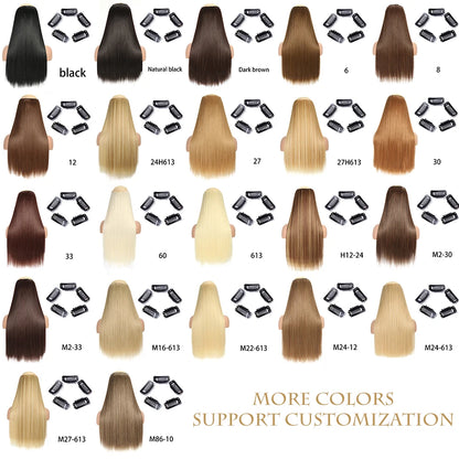 Long Straight Clip-In Hair Extension – 5 Clips, Heat-Resistant Synthetic Hair
