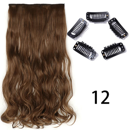 Long Straight Clip-In Hair Extension – 5 Clips, Heat-Resistant Synthetic Hair