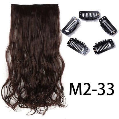Long Straight Clip-In Hair Extension – 5 Clips, Heat-Resistant Synthetic Hair
