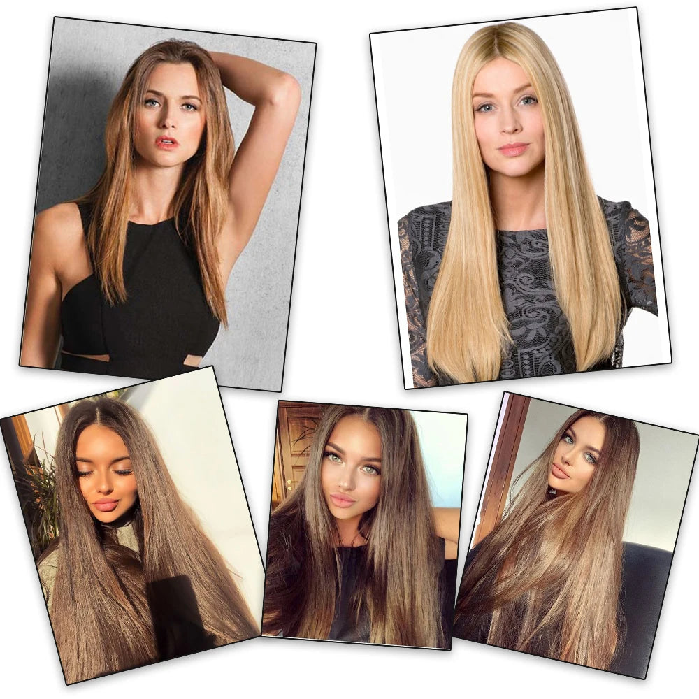 Long Straight Clip-In Hair Extension – 5 Clips, Heat-Resistant Synthetic Hair