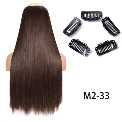 Long Straight Clip-In Hair Extension – 5 Clips, Heat-Resistant Synthetic Hair