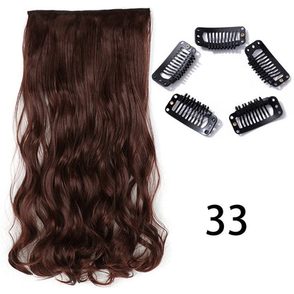 Long Straight Clip-In Hair Extension – 5 Clips, Heat-Resistant Synthetic Hair