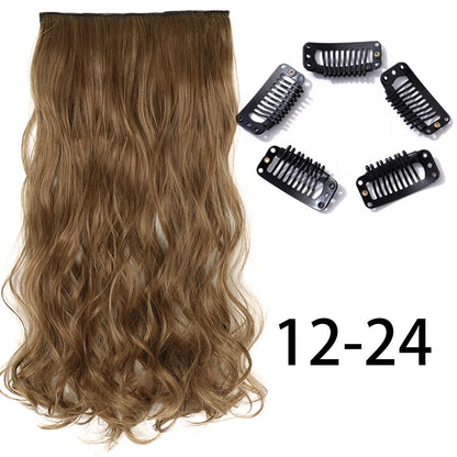 Long Straight Clip-In Hair Extension – 5 Clips, Heat-Resistant Synthetic Hair