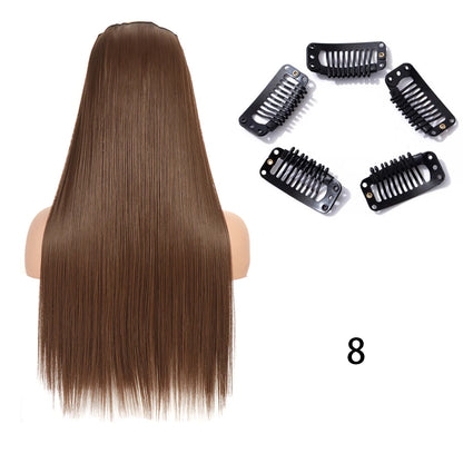 Long Straight Clip-In Hair Extension – 5 Clips, Heat-Resistant Synthetic Hair