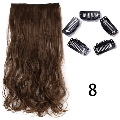Long Straight Clip-In Hair Extension – 5 Clips, Heat-Resistant Synthetic Hair