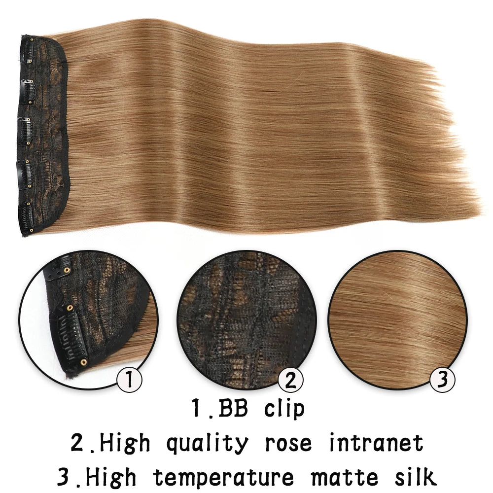 Long Straight Clip-In Hair Extension – 5 Clips, Heat-Resistant Synthetic Hair