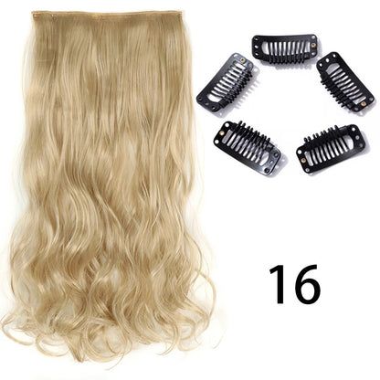 Long Straight Clip-In Hair Extension – 5 Clips, Heat-Resistant Synthetic Hair