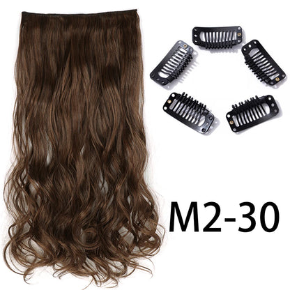 Long Straight Clip-In Hair Extension – 5 Clips, Heat-Resistant Synthetic Hair