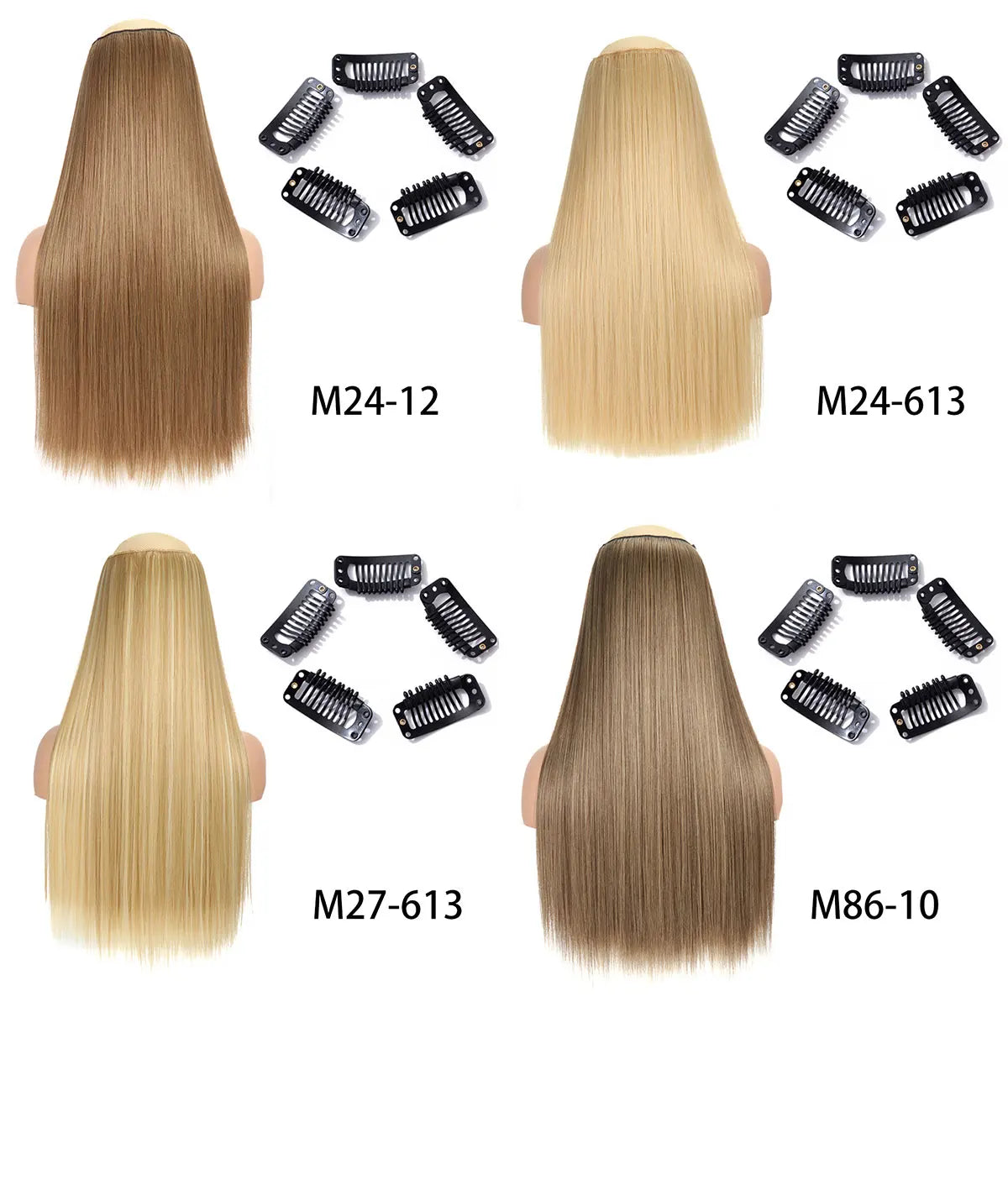Long Straight Clip-In Hair Extension – 5 Clips, Heat-Resistant Synthetic Hair