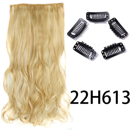 Long Straight Clip-In Hair Extension – 5 Clips, Heat-Resistant Synthetic Hair