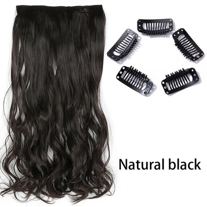Long Straight Clip-In Hair Extension – 5 Clips, Heat-Resistant Synthetic Hair