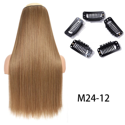 Long Straight Clip-In Hair Extension – 5 Clips, Heat-Resistant Synthetic Hair