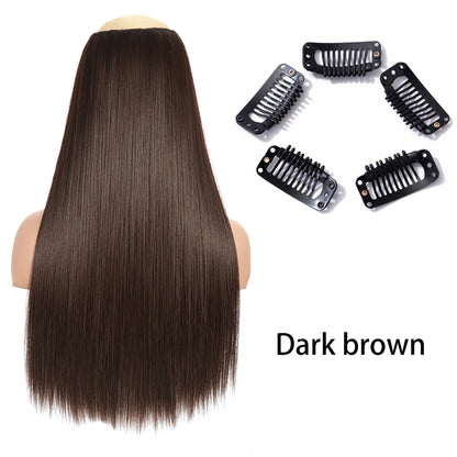 Long Straight Clip-In Hair Extension – 5 Clips, Heat-Resistant Synthetic Hair
