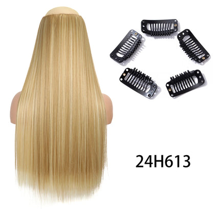 Long Straight Clip-In Hair Extension – 5 Clips, Heat-Resistant Synthetic Hair