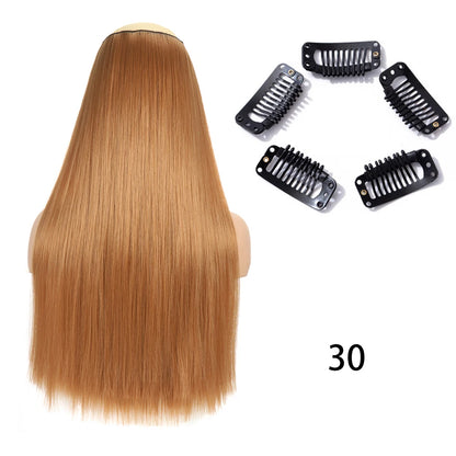 Long Straight Clip-In Hair Extension – 5 Clips, Heat-Resistant Synthetic Hair