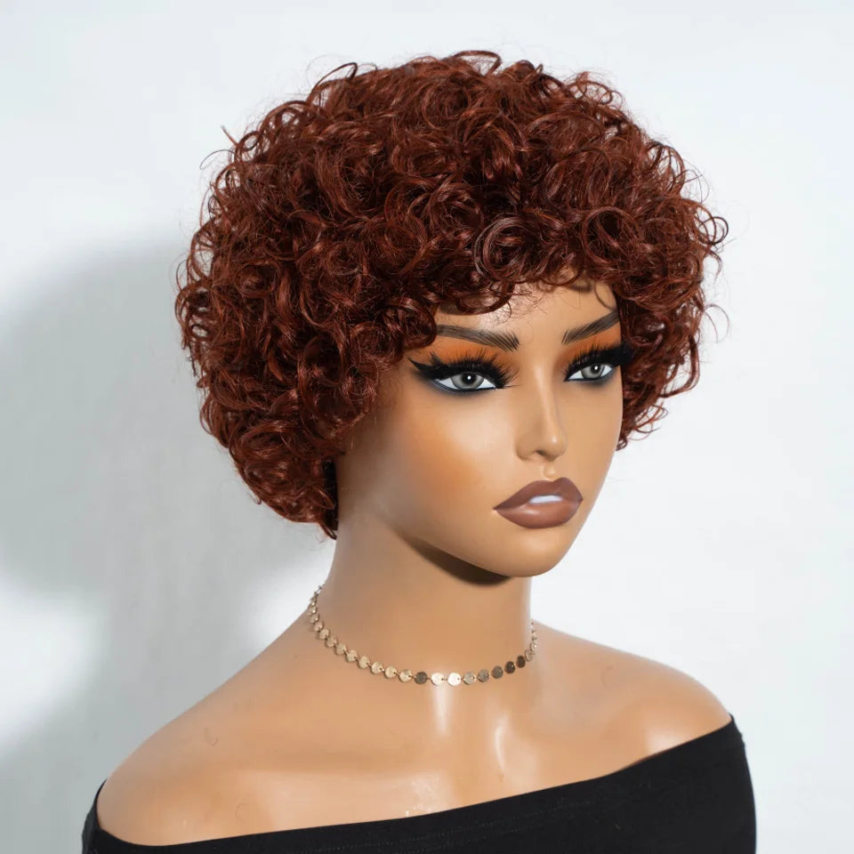 Pixie Short Afro Curly Bob Wig – Brazilian Remy Hair