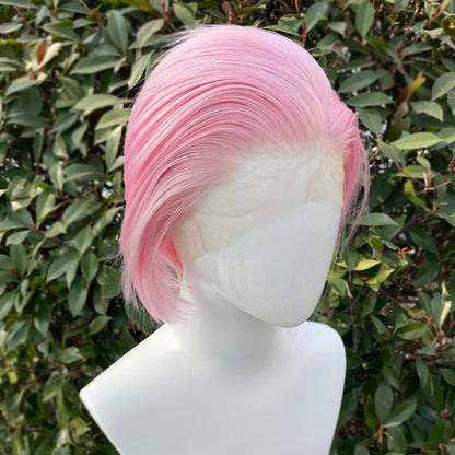 Light Pink Short Bob Wig – 13x4 Lace, Glueless Heat-Resistant Hair