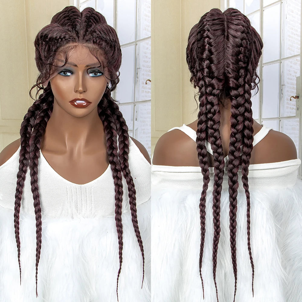 26” Synthetic Box Braids Wig – Lace Front with Baby Hair
