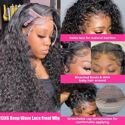 28” Deep Wave Wig – 13x6 HD Lace, 250% Human Hair, Pre-Plucked