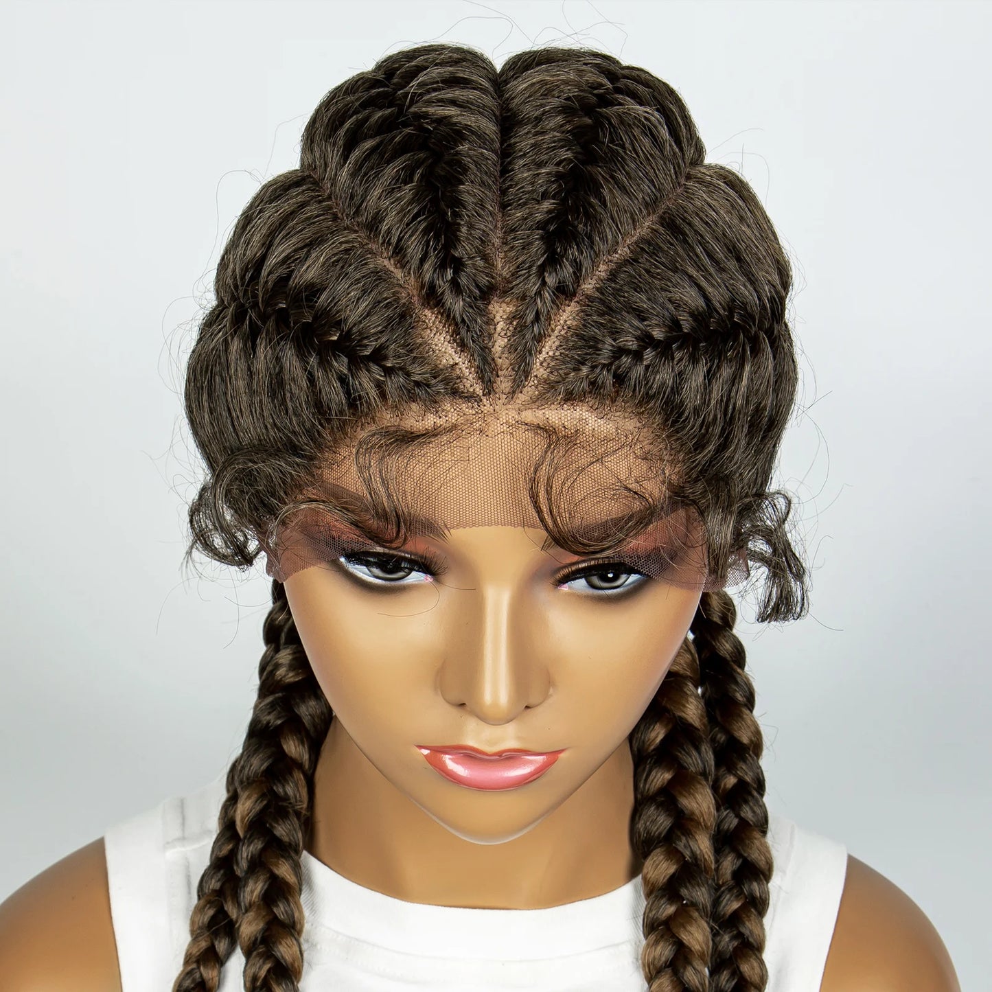 26” Synthetic Box Braids Wig – Lace Front with Baby Hair