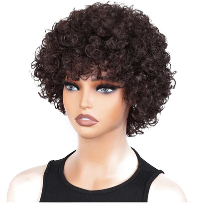 Pixie Short Afro Curly Bob Wig – Brazilian Remy Hair