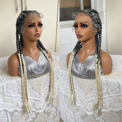 32” Synthetic 4-Twist Cornrow Braided Wig – Lace Front with Baby Hair