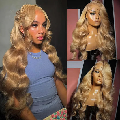Honey Blonde Body Wave Wig – 13x6 HD Lace, Pre-Plucked Human Hair